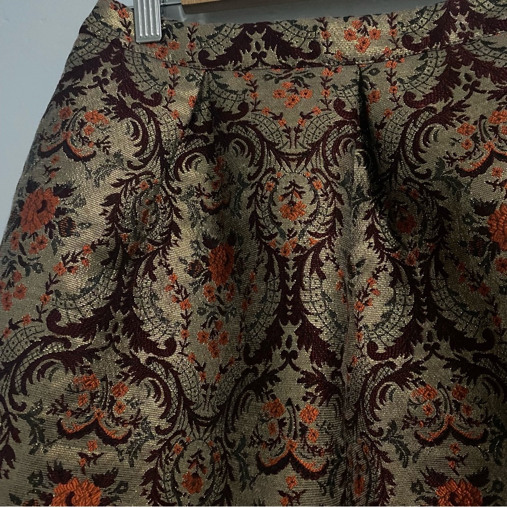 Kimchi Blue Urban Outfitters | Gold & Red Metallic Jacquard Mini Pleated Skirt - Picture 8 of 9